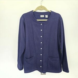 Classic Elements Navy Blue Snap Front Sweatshirt Cardigan Sweater XL